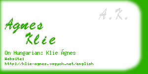 agnes klie business card
